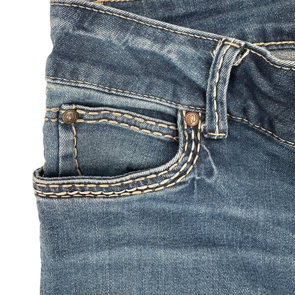 Wrangler Womens Blue Denim Embroidered Pocket Western Boot Cut Jeans 13x34 - Picture 6 of 11
